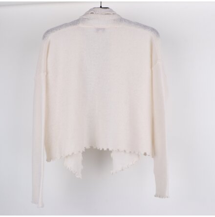 Feeling Cashmere -Mejse wrap - Cremevit kofta med draperad sjalkrage - stl. M