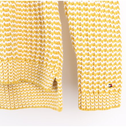 Tommy Hilfiger - Gulvit stickad bomullstr�ja med l�nga �rmar - stl. M
