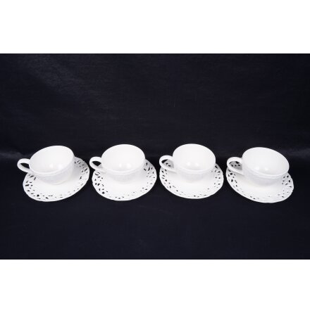 Vita koppar med fat - 4st