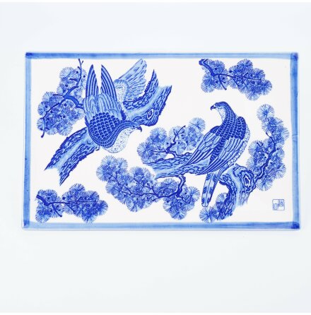 Fuji Tohki Co. Ltd - Stort porslinsfat med rovf�gelsmotiv