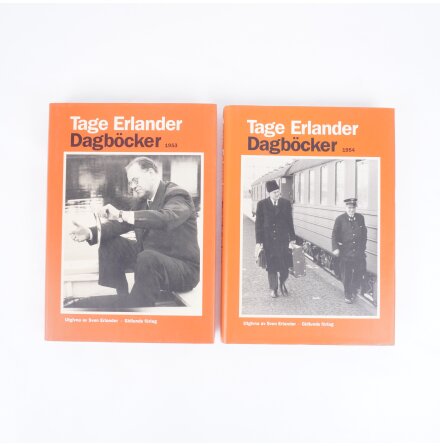 2x Tage Erlander - Dagb�cker 1953 &amp; 1954 - Utgivna av Sven Erlander - Biografier &amp; Memoarer