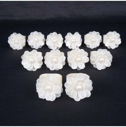 Capiz - Handgjorda servettringar av sn�ckskal - 12st - Br�llopsdukning