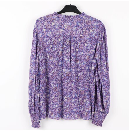 Oui - Lila m�nstard blus med sn�rning i hals - stl.42