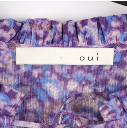 Oui - Lila m�nstard blus med sn�rning i hals - stl.42