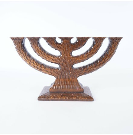 DI� Sl�jd - Sjuarmad ljusstake i tr� - Handskuren