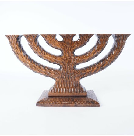 DI� Sl�jd - Sjuarmad ljusstake i tr� - Handskuren