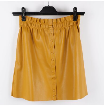 Zara knit - Gul kort kjol med knappar - stl.S