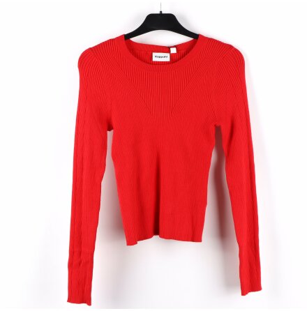 Kappahl - Rd ribbstickad topp - stl. S