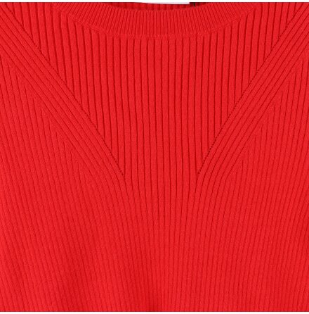 Kappahl - Rd ribbstickad topp - stl. S